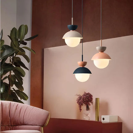 Suspension créative avec abat-jour en verre et câble long — LZ4X9T