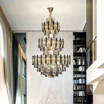 Lustre en cristal de luxe pour escalier et hall d’hôtel — LZ7XQ9