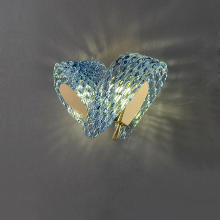 Applique murale art déco en cuivre et verre bleu élégant — LZ4Q9T1