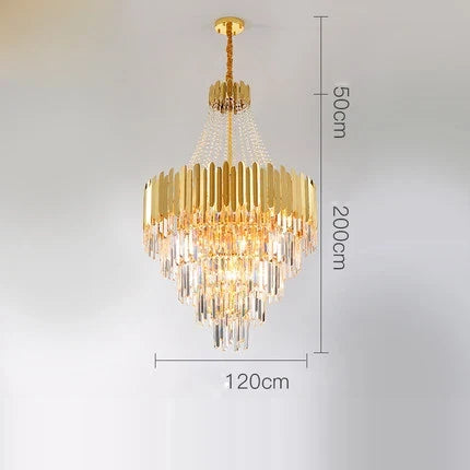 Lustre Art Déco en cristal et acier inoxydable avec éclairage LED — LZQ7D2