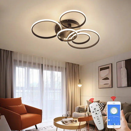 Plafonnier LED moderne cercle dimmable avec télécommande pour salon et chambre — LZ4X9J