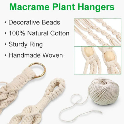 Suspension macramé naturelle pour plantes et décoration murale — LZ4X9T2