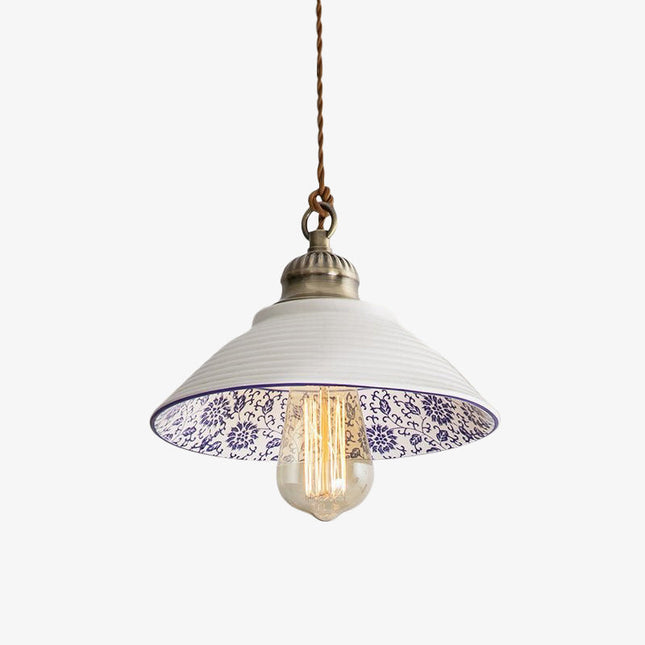 Suspension moderne LED abat-jour en céramique blanc Riya