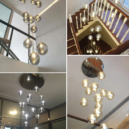 Lustre suspension boule de verre spirale style nordique pour duplex G4 — LZ4X9M