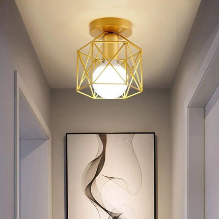 Plafonnier LED rétro en métal doré pour balcon et couloir — LZ4G7Q2