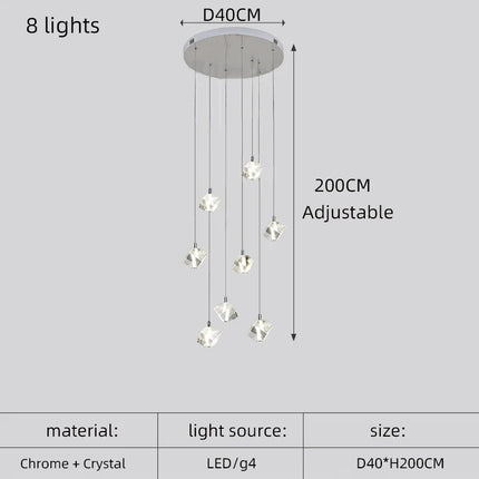 Lustre carré en cristal moderne pour escalier et restaurant — LZ4X9T