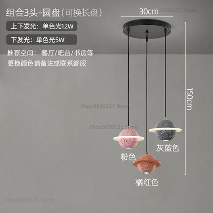 suspension modernes en ciment led pour restaurant barre lumineuse