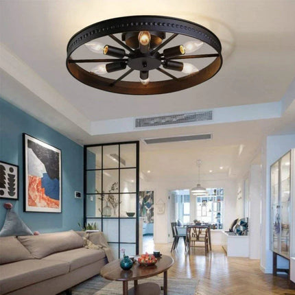 Plafonnier rond en fer style industriel rétro décoratif — LZ4G7XQ