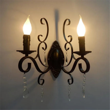 Applique murale vintage double tête en métal et cristal — LZ4X9P