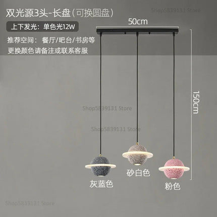 suspension modernes en ciment led pour restaurant barre lumineuse