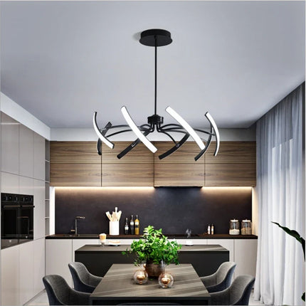 Lustre moderne noir 6 lumières réglable en métal — LZ4X9P
