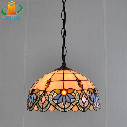 Lustre orchidée en verre teinté style Tiffany pour intérieur élégant — LZ4X9J