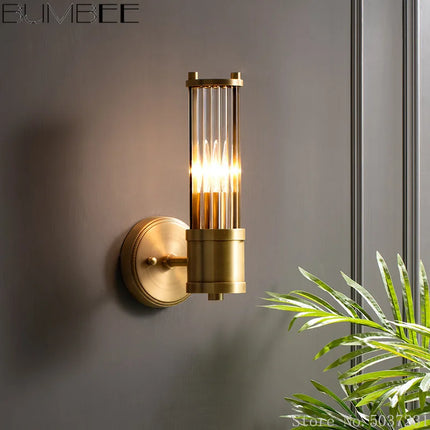 Applique murale vintage en cuivre style américain avec cristal — LZ4X9Q2