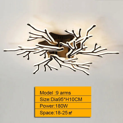 Lustre moderne à bras multiples en aluminium avec télécommande — LZ4X9T