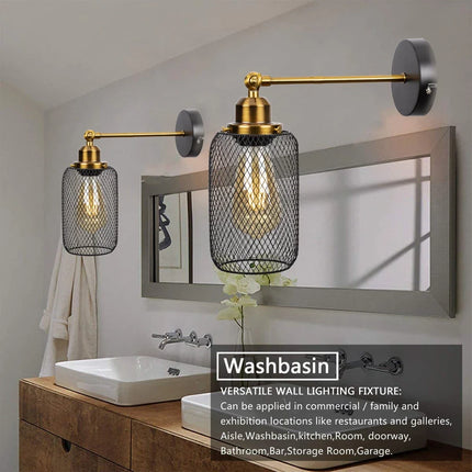 Applique murale industrielle en fer forgé avec LED E27 pour salon et chambre — LZ4X9T2