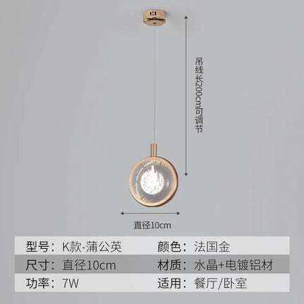 suspension LED en cristal doré au design nordique moderne