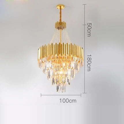 Lustre Art Déco en cristal et acier inoxydable avec éclairage LED — LZQ7D2