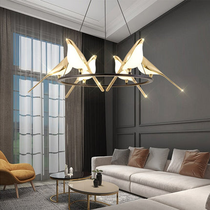 Lustre LED design en forme d’oiseaux dorés Pie — LZ4X9T