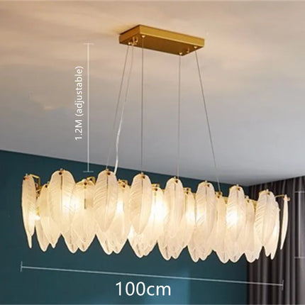 Lustre suspension en verre forme plume d’oie — LZ4X9P2