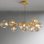 12 lumières / Verre blanc / Métal doré | Lumière naturelle