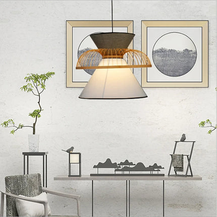 Suspension en tissu japonais et bambou au design moderne minimaliste — LZ4R9T1