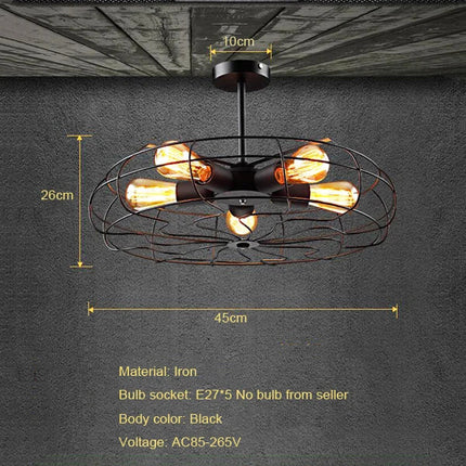 Plafonnier ventilateur suspension style loft rétro — LZ4X9P2