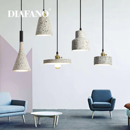 Suspension moderne en ciment blanc pour bar et cuisine E27 — LZ4X9T2