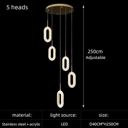Lustre doré moderne pour décoration intérieure d’escalier et restaurant — LZ4XJ9