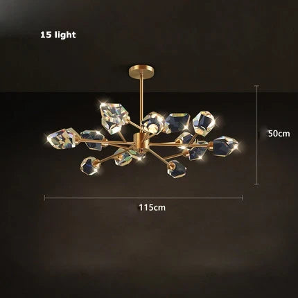 Lustre en cristal et cuivre au style art déco moderne — LZ4X9T2P