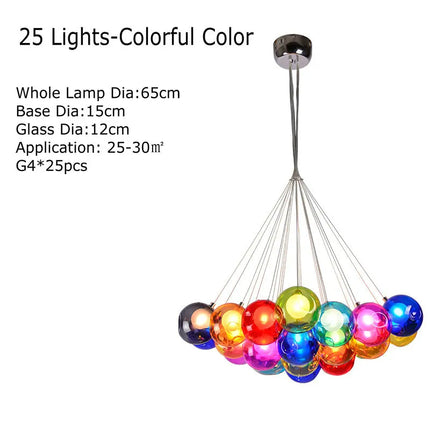 Lustre suspension en verre soufflé avec appliques LED colorées G4 — LZ4X9M
