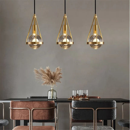 Suspension LED style loft en cuivre avec cristal nordique — LZ4X9P2Q