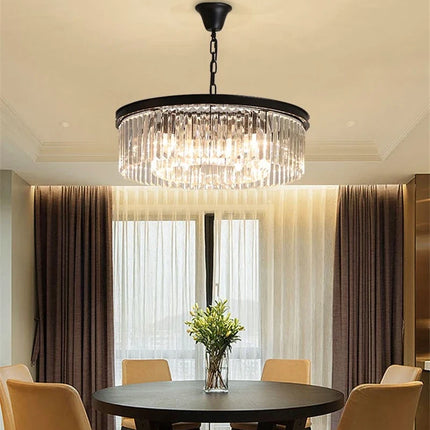 Lustre suspension rond en verre transparent design cristal — LZ4X9P