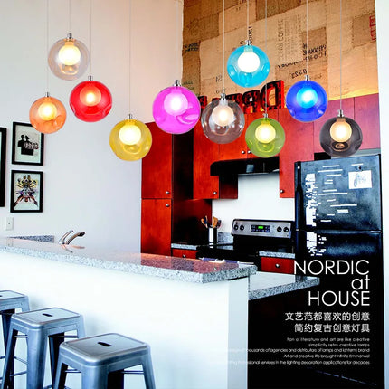 Lustre suspension en verre soufflé avec appliques LED colorées G4 — LZ4X9M