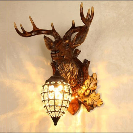 Applique murale rétro en bois avec motif tête de cerf — LZ4X9P