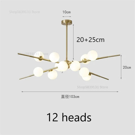 Lustre LED suspension boule en verre style nordique pour bar café — LZ4X9P2