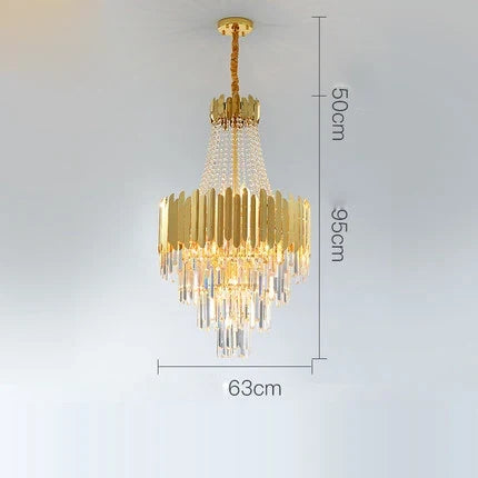 Lustre Art Déco en cristal et acier inoxydable avec éclairage LED — LZQ7D2