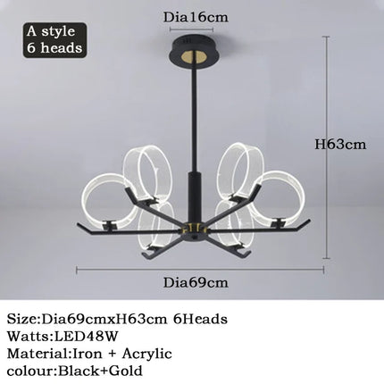 lustre industriel acrylique led pour éclairage intérieur décoratif