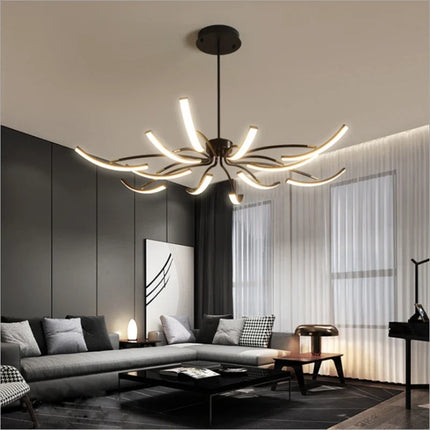 Lustre moderne noir 6 lumières réglable en métal — LZ4X9P
