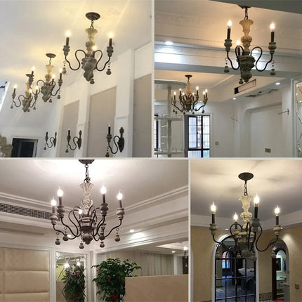 Lustre vintage à bougie style européen rétro pour intérieur moderne — LZ4X9J