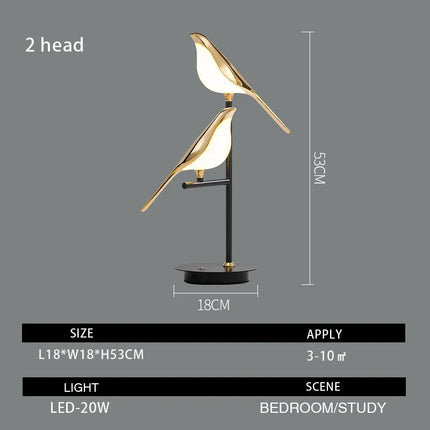 Lampadaire LED postmoderne oiseau doré galvanoplastie pour salon et chambre — LZ4X9J