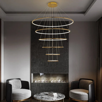 Lustre suspension cercle doré style nordique pour intérieur — LZ4D7XQ
