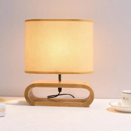 Lampe à poser en bois avec abat-jour en tissu décoratif moderne — LZ4X9M2