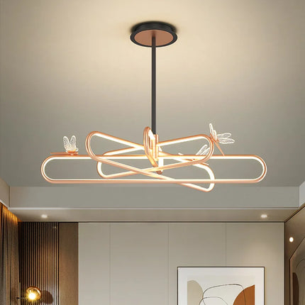 Lustre LED moderne rétractable motif libellule style nordique — LZ4X9T2