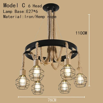 Lustre suspension industriel en fer forgé style rétro pour restaurant et bar — LZ4X9P2