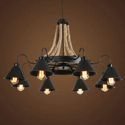 Lustre suspension vintage en fer forgé style industriel pour loft et café — LZ4G7X2