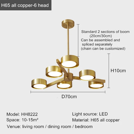 Lustre suspension nordique en cuivre pour éclairage doux — LZ4X9P2