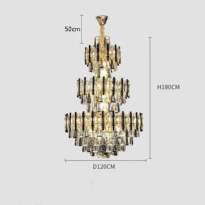 Lustre en cristal de luxe pour escalier et hall d’hôtel — LZ7XQ9