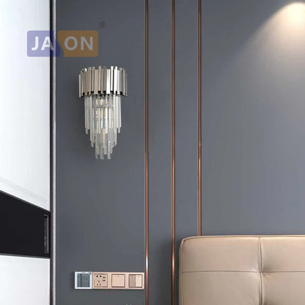 Applique murale élégante en cristal transparent et finition chromée dorée — LZ4X9P7