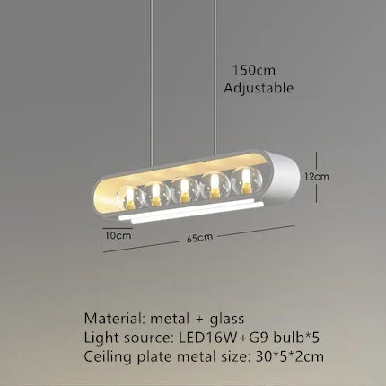 Lustre suspension en verre transparent avec cordon ajustable — LZ4X9T