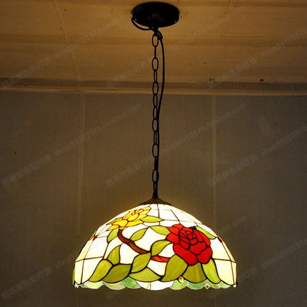 Lustre en verre décoratif motif pivoine style européen moderne — LZ4X9T2